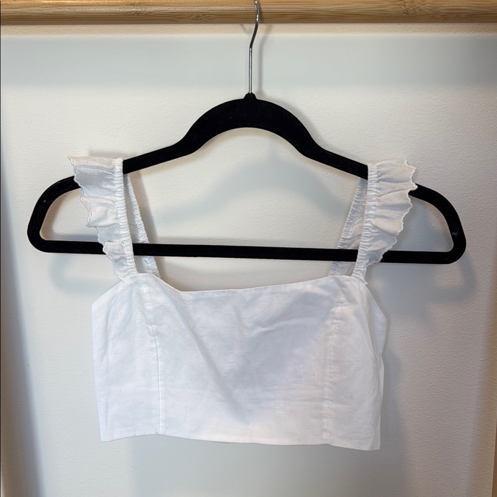 White Ruffled Strap Top